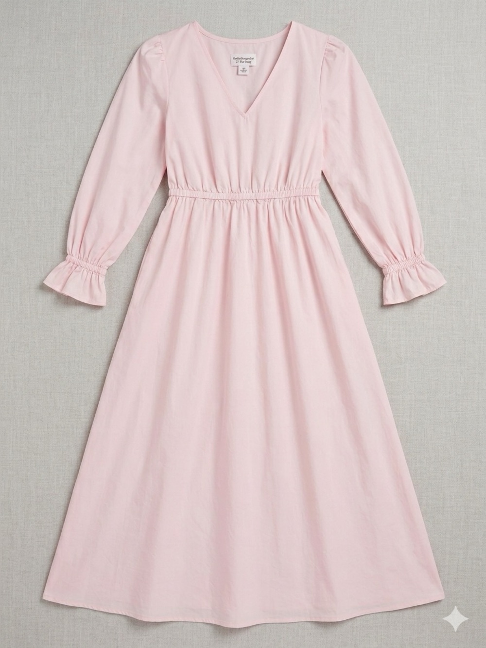 The Fashion Guitar The Drop Pink Long-Sleeve Ruffle Waist Dress Maxi Women’s XS